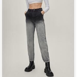 Nasty Gal Womens Organic Bleach Faded Tapered Fit Jeans 2‎ Casual High Rise Gray